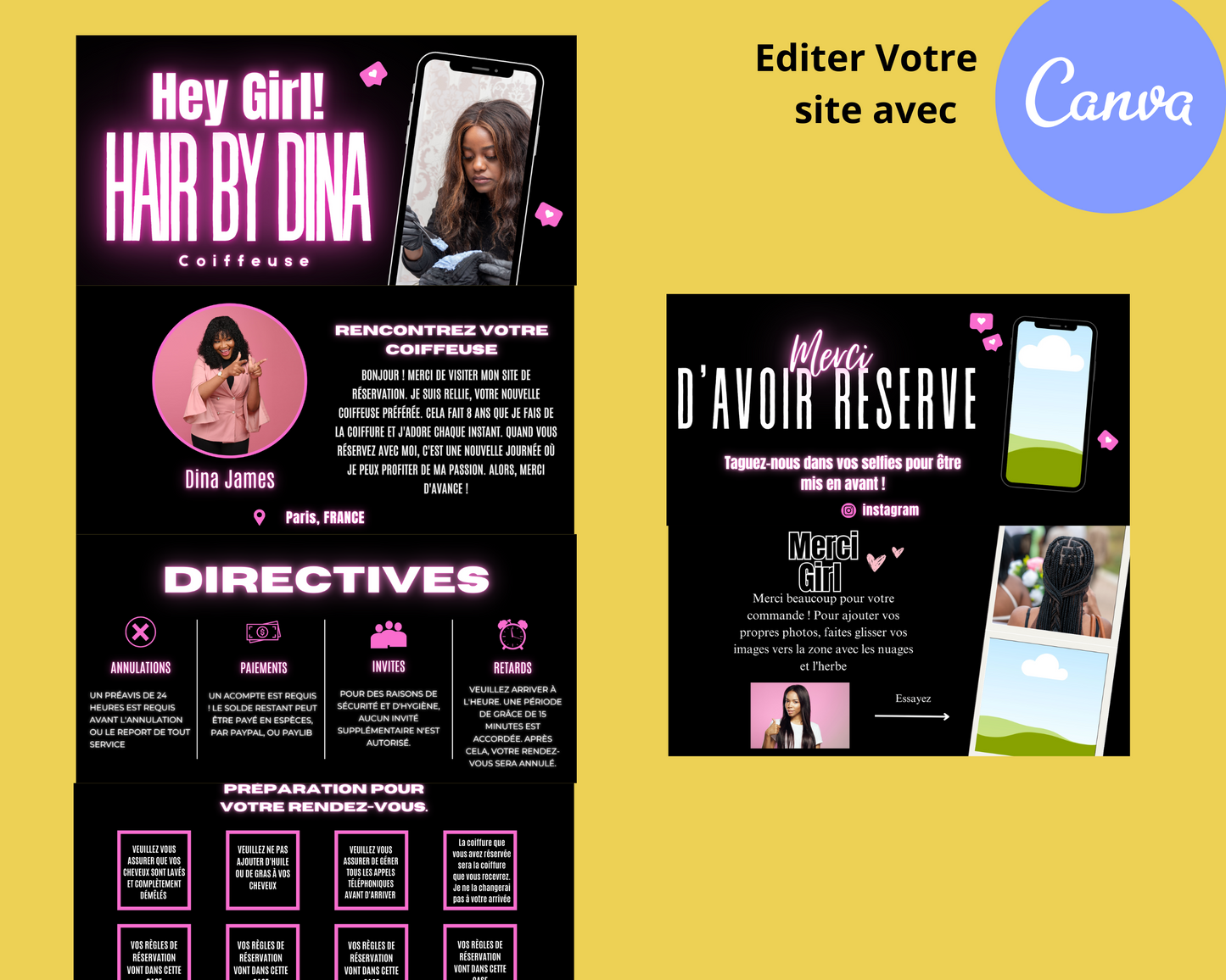 Modèle de Site de Réservation Acuity pour votre Salon de Coiffure et de Beauté