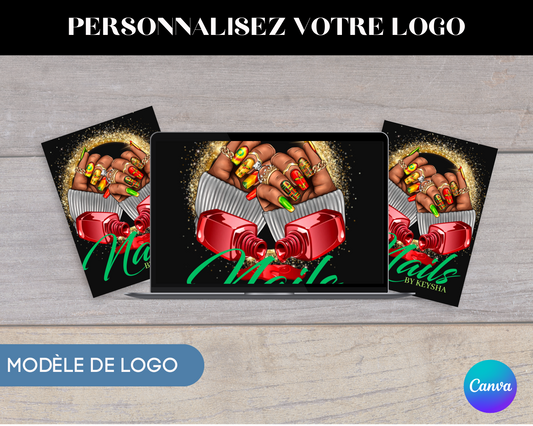 Template de Logo Unique et Modifiable sur Canva pour Salons de Manucure – Votre Identité Visuelle Sur-Mesure